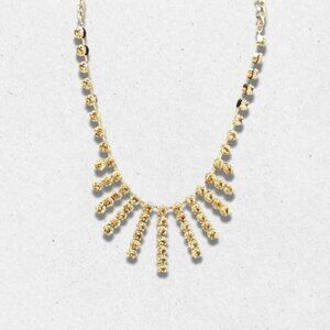 Rhinestone Waterfalls Crystal Necklace Graduated Spray Lobster Clasp Gold W OS